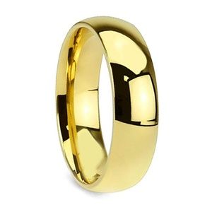 Solid Titanium Dome Band With Ion Plated 14K Gold